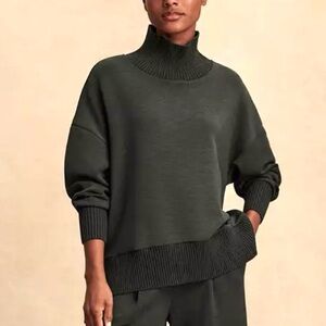 Varley Barker High Neck Sweatshirt Double Soft Olive Size Medium